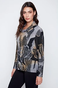 Le haut jacquard imprimé à col bénitier