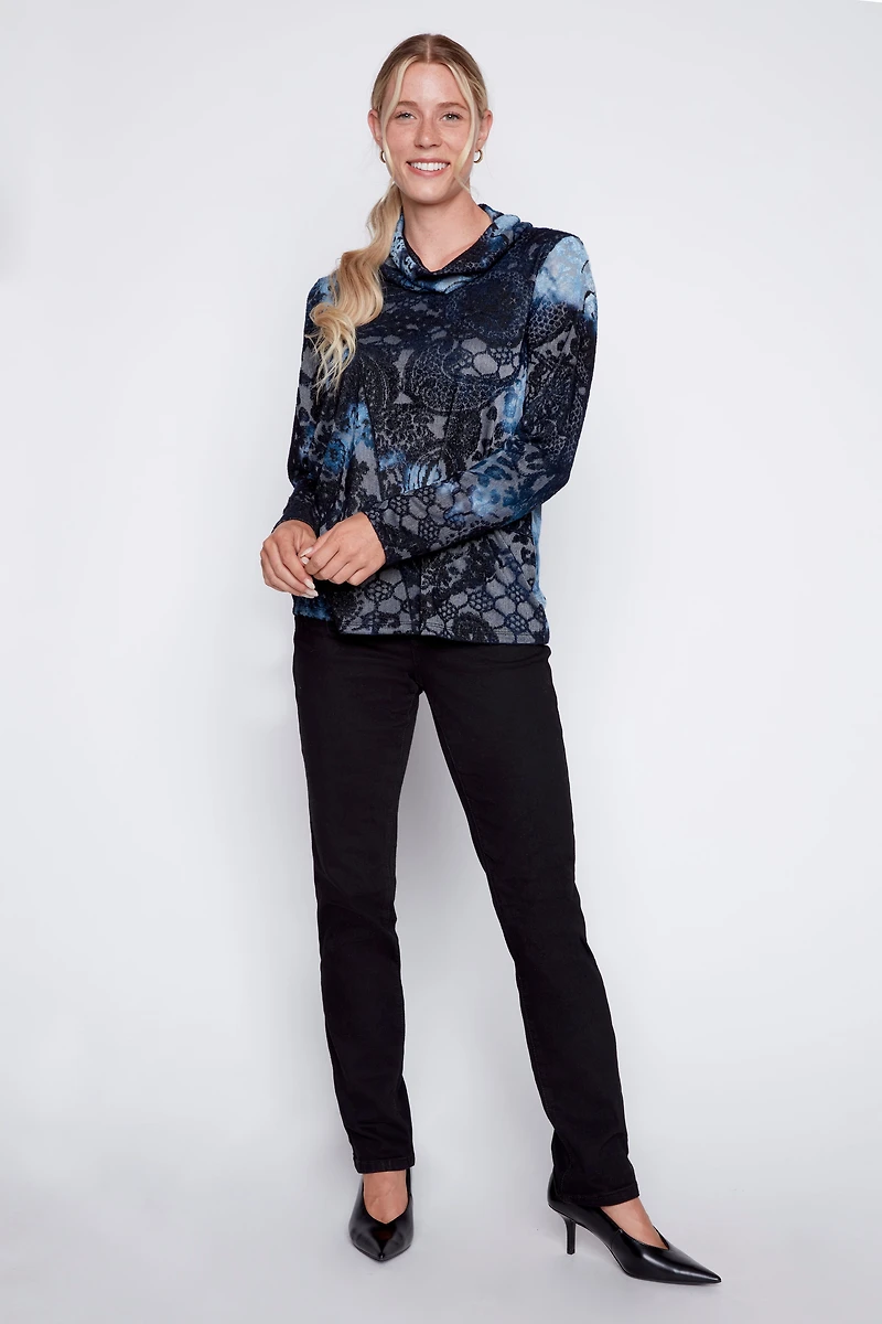 Burnout tie dye jacquard top