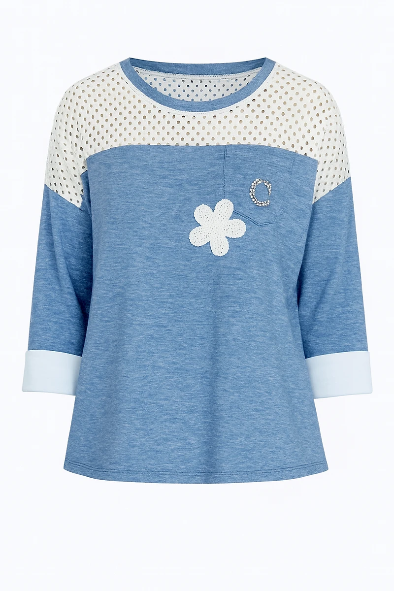 Crochet yoke sweater