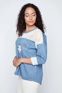 Crochet yoke sweater