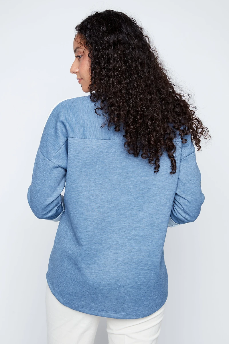 Crochet yoke sweater