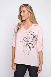 Rhinestone flower blouse