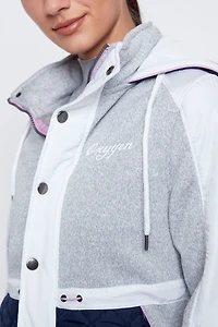 Color block mix media quilt jacket