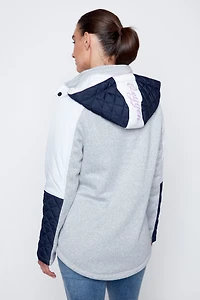 Color block mix media quilt jacket