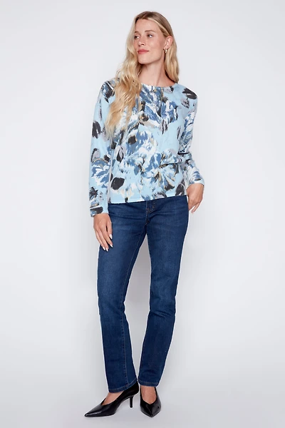 Abstract print sweater with sequin