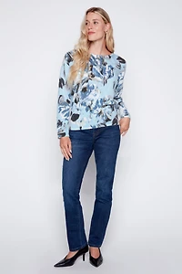 Abstract print sweater with sequin