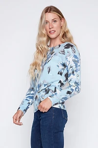Abstract print sweater with sequin