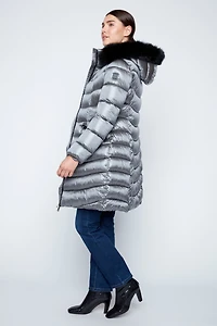 Horizontal quilt puffer coat