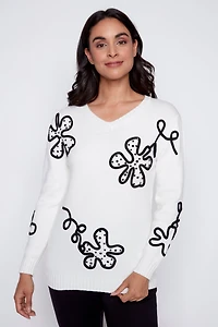 Abstract flower design sweater