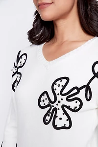 Abstract flower design sweater