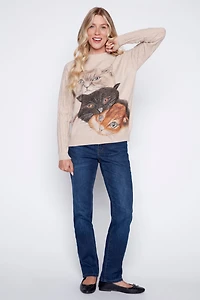 Le pull en tricot à motif trois chats