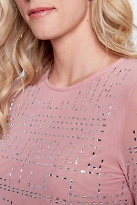 Mesh top with sequin detail