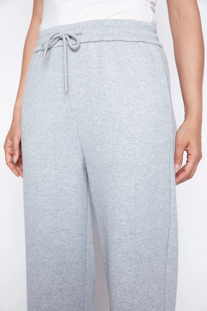 French terry rhinestone detail pant