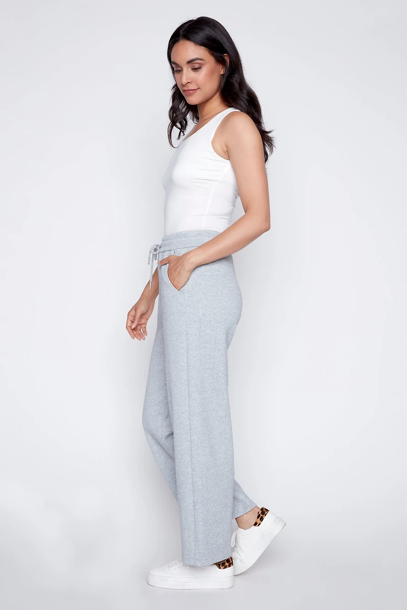 French terry rhinestone detail pant