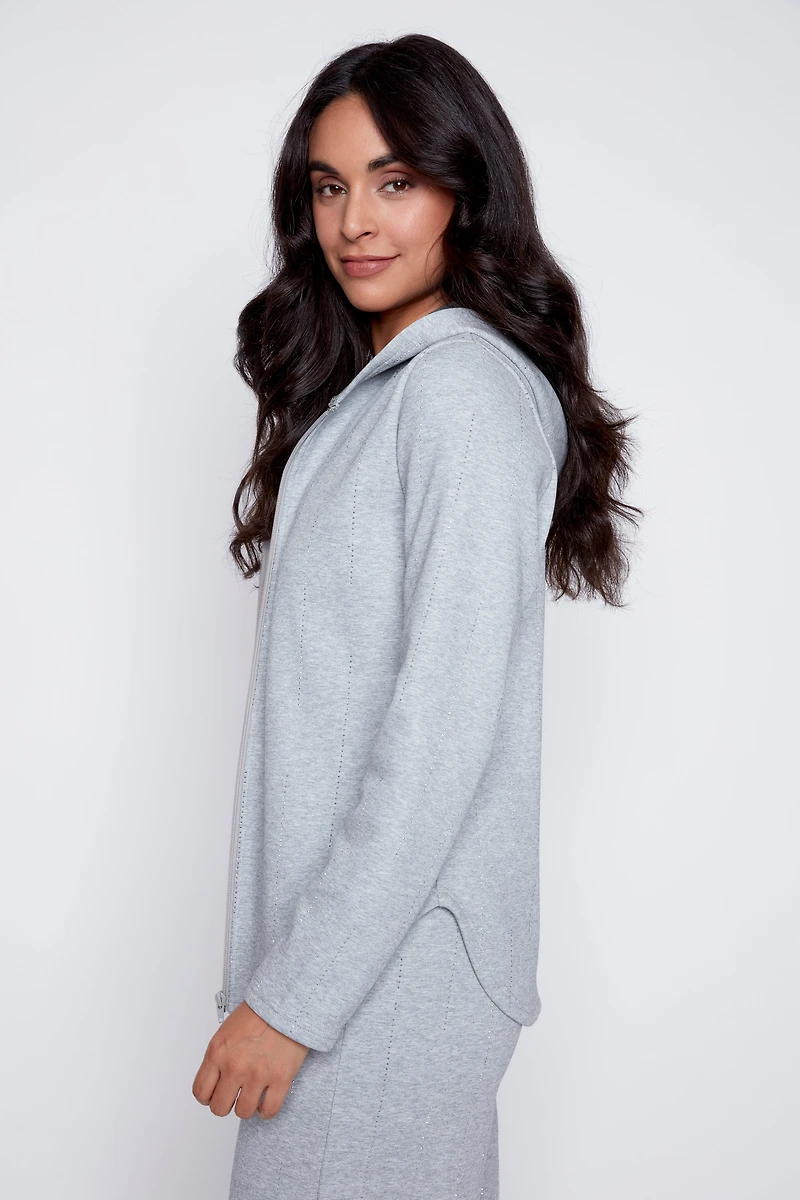 French terry hoodie with rhinestone