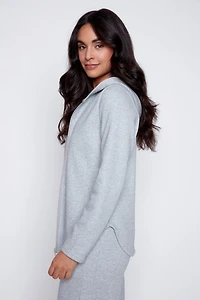 French terry hoodie with rhinestone