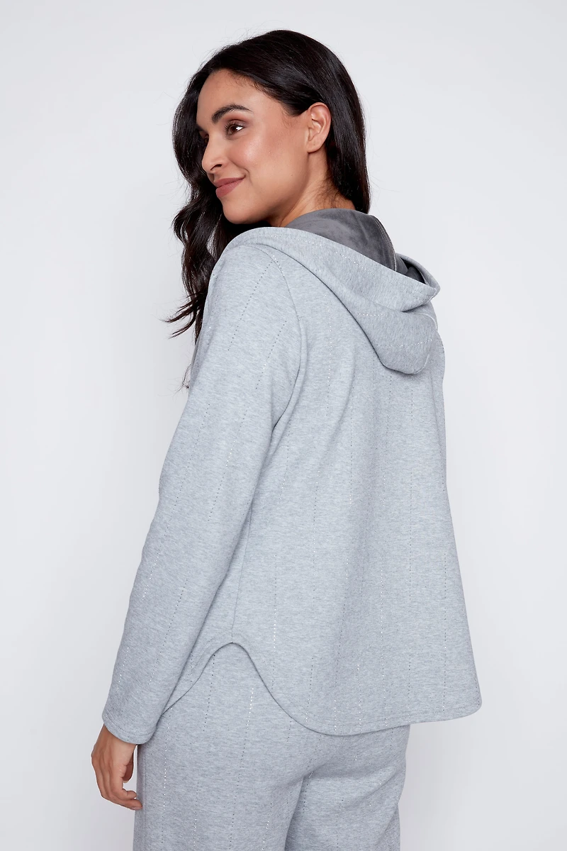 French terry hoodie with rhinestone