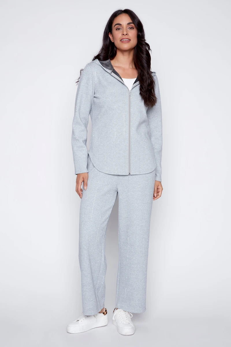 French terry rhinestone detail pant
