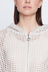 Fishnet hooded cardigan