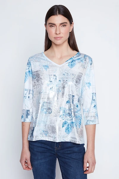 Floral foil print top