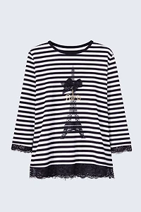 Lace trim Paris t-shirt