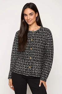 Bouclé Button-Front Jacket