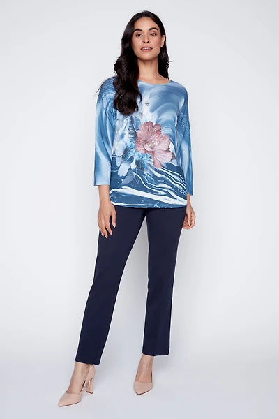 Haut en tricot fleuri