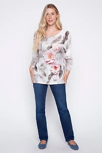 Floral knit with lurex tunic