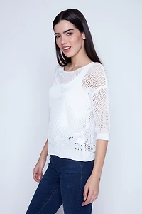 Floral crochet sweater