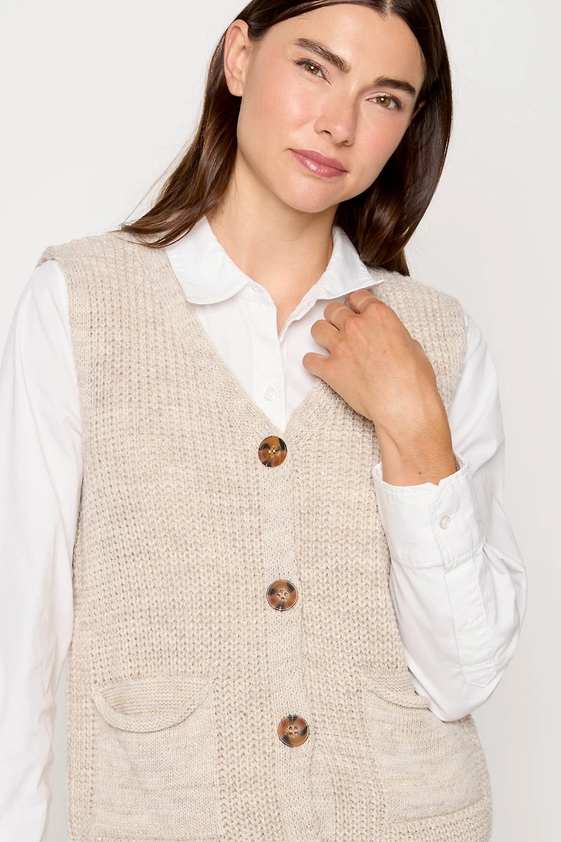 Lurex Button Front Vest