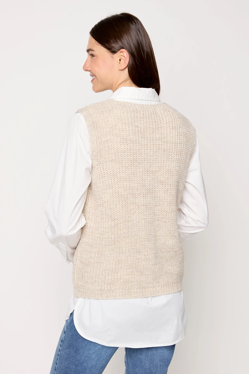 Lurex Button Front Vest