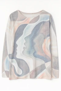 Abstract face print sweater