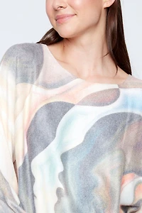 Abstract face print sweater