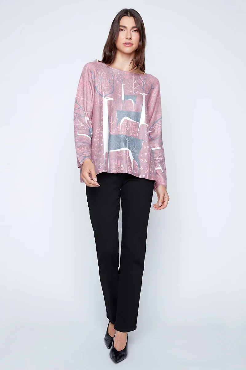 Deer print sweater