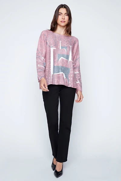 Deer print sweater