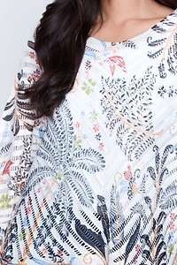 Palm tree border print crochet top