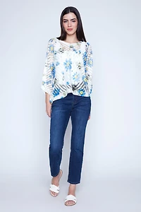 Floral bees print crochet top