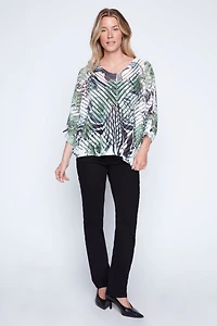 Animal roses print crochet top