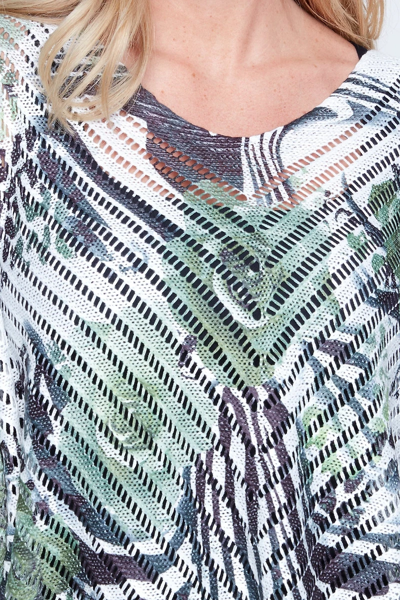 Animal roses print crochet top