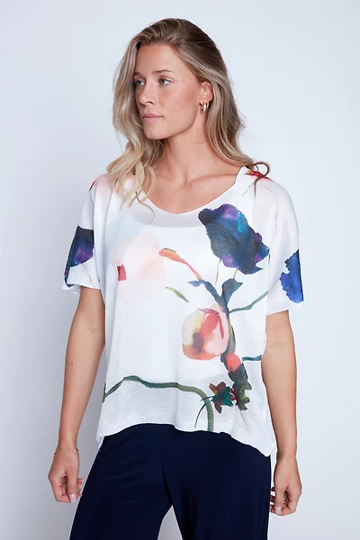 Floral print light weight sweater