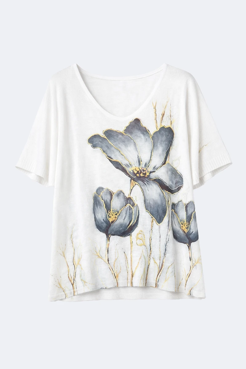 Big floral print light weight sweater