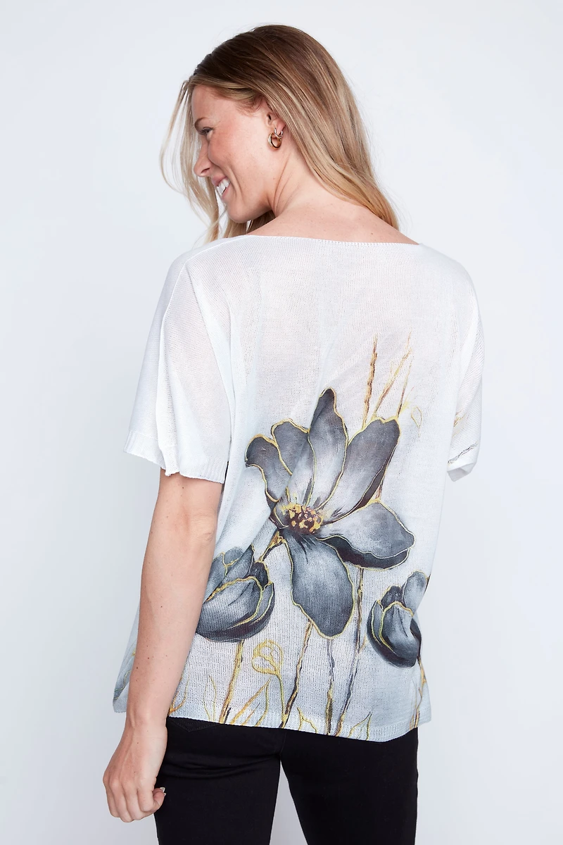 Big floral print light weight sweater