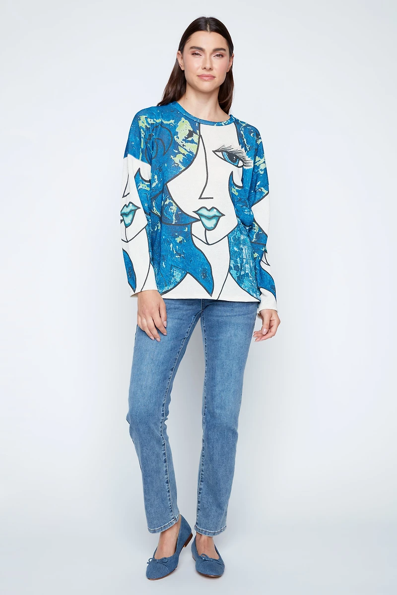 Picasso print lurex top