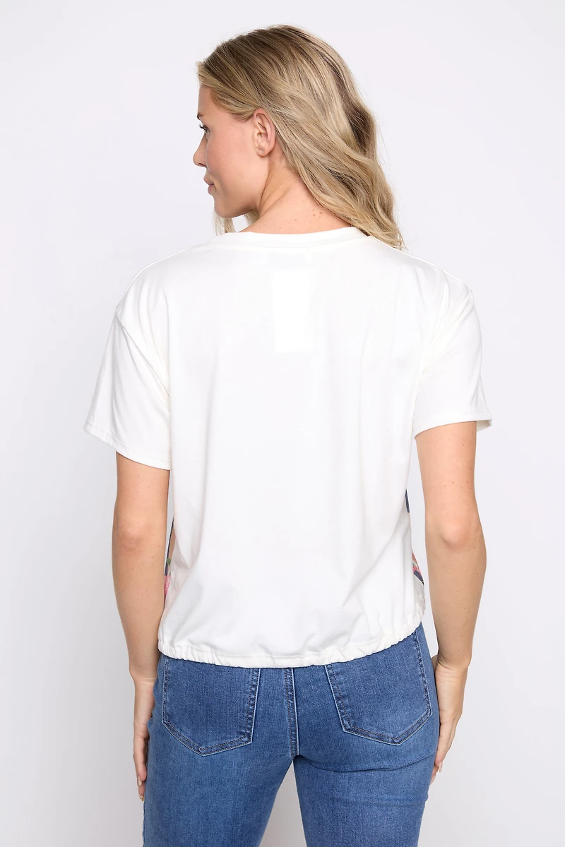 Le T-shirt à cordon ajustable et imprimé floral