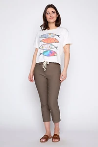 Le t-shirt à imprimé poissons avec cordon de serrage