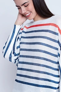 Stripe print knit sweater
