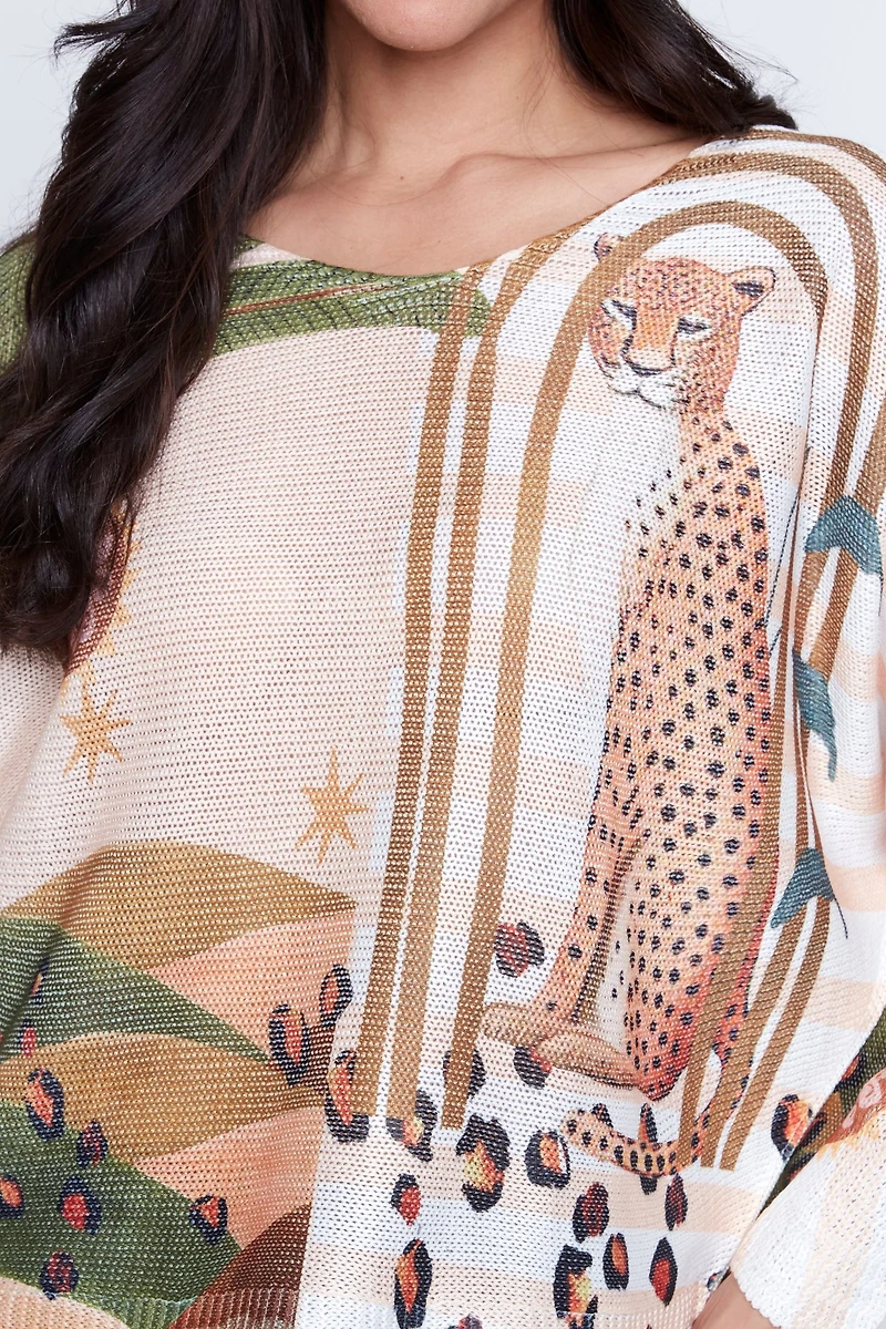 Tiger print knit sweater