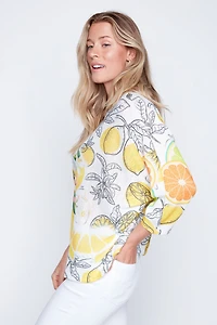 Lemon print knit sweater