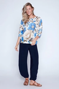 Floral print knit sweater