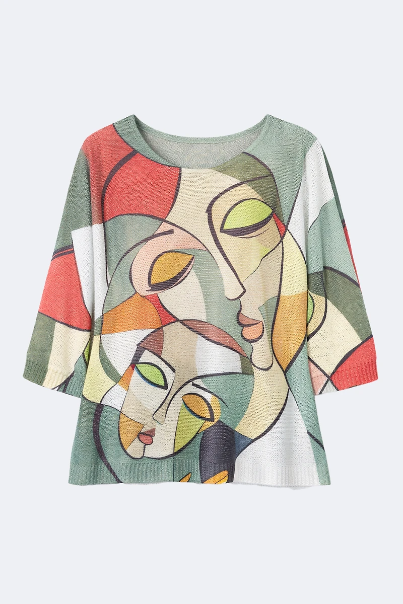 Picasso print knit sweater